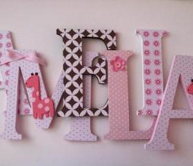 Giraffe themed wooden letters